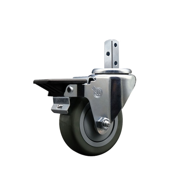 3.5'' Gray Polyurethane Wheel Swivel 7/8'' Square Stem Caster with Brake
